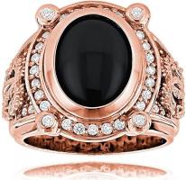 Luxurman Black Onyx Ring 14K Gold Natural Diamond Onyx Ring (0.6 Ctw,G-H Color)