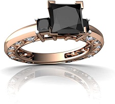 14kt Gold Black Onyx and Diamond 3mm Square Art Deco Ring