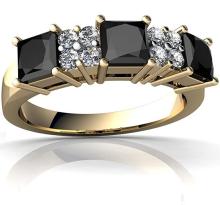 14kt Gold Black Onyx and Diamond 4mm Square Three Stone Ring