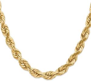 14k Yellow Gold 10mm Rope Chain Necklace for Women fine jewelry gift for women