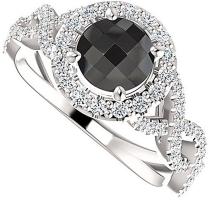 Black Onyx and CZ Cross Over 925 Sterling Silver Ring