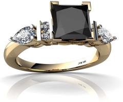 14kt Gold Black Onyx and Diamond 6mm Square Engagment Ring