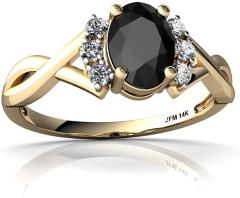 14kt Gold Black Onyx and Diamond 7x5mm Oval Victorian Twist Ring