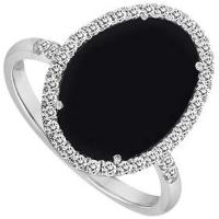 Sterling Silver Black Onyx and Cubic Zirconia Ring 16.00 CT TGW