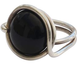Onyx .925 Sterling Silver Ring 'Rugged Night'