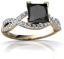14kt Gold Black Onyx and Diamond 6mm Diamond Twist Ring
