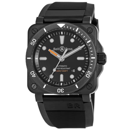 BR 03-92 Diver Black Dial Black Rubber Strap Men's Watch Bell and Ross Watches