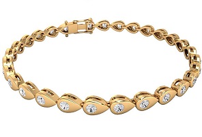 1.8 Ct IGI Certified Diamond Vintage Tennis Bracelet, Pear Shape Charm Bracelet