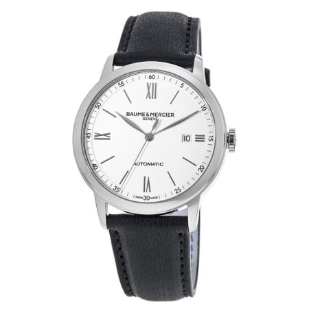 Classima Automatic White Dial Black Leather Strap Men's Watch from Baume and Mercier Watches