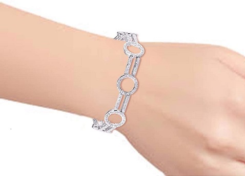 Diamond Tennis Bracelet Classic 14K White Gold Circle of Life Designer With Spectacular Diamonds