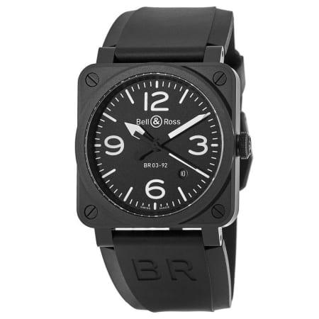 BR 03-92 Black Matte Ceramic Automatic Rubber Strap Men's Watch