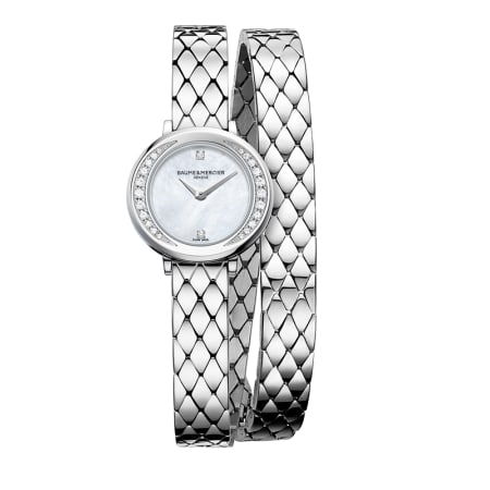 Promesse Diamond Bezel Mother of Pearl Dial Stainless Steel Women's Watch