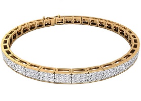 3.06 Ct SGL Certified Diamond Cluster Mixed Metal Tennis Bracelet