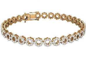 3.84 Ct IGI Certified Diamond Tennis Bracelet, Open Flower Charm Bracelet