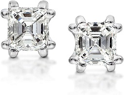 Kobelli Diamond Stud Earrings 1 Carat Asscher in 14K White Gold