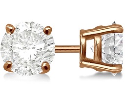 18k Gold Round Solitaire Diamond Earrings for Women (H-I, SI2-SI3) Diamond Studs 1 ct