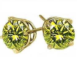 Brilliant Round Canary Diamond Earrings I3
