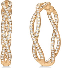 14k Gold (1.75ct) Double Helix Diamond Earring