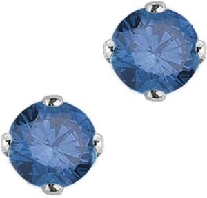 2 ct. Blue - I1 Round Brilliant Cut Diamond Earring Studs in 14K White Gold