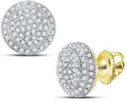 10kt Yellow Gold Mens Round Diamond Circle Cluster Earrings