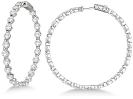 14k Gold Large Round Floating Diamond Hoop Earrings (10.00ct)