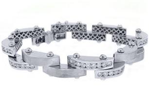 14k White Gold Mens Round Diamond Bracelet 6.35 Carats