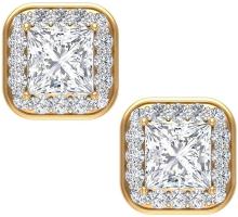 Princess Cut Solitaire Diamond Earrings, Screw back