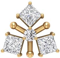 Princess Cut Diamond Stud Earring, SGL Certified 0.22Ct Diamond Cluster Earring, Antique Triangle Earring, Bridal Cartilage Earring