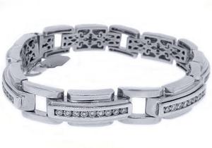 14k White Gold Mens Round Diamond Bracelet 4.78 Carats