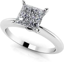 GIA Certified 14K White Gold Perfect Princess Cut Engagement Wedding Ring