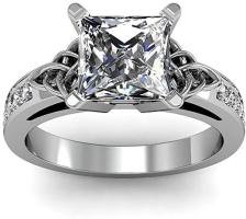 Stunning Natural Princess Cut Celtic Knot Design Diamond Engagement Ring - GIA Certified