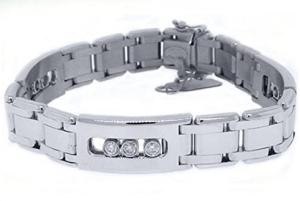 14k White Gold Mens Round Diamond Bezel Slider Bracelet 1.15 Carats