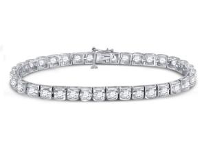 Diamond Mens Solitaire Tennis Bracelet 14k White Gold