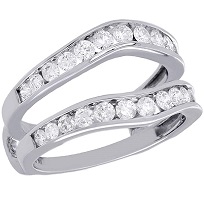 14K White Gold Diamond Enhancer Wrap Jacket Contoured Wave Wedding Ring 1 Ct.