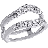 14K White Gold Diamond Contour 2 Row Enhancer Wrap Jacket Wedding Ring 0.50 Ct