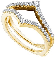 14K Yellow Gold Ladies Womens Channel Set Round Cut Diamond Ring Jacket (.47 cttw.)