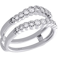 14K White Gold Bezel Set Daimond Contour Enhancer Jacket Wedding Ring 0.50 Ct.