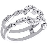 14K White Gold Diamond Contour Enhancer Wrap Jacket Scatter Design Ring 0.33 Ct.