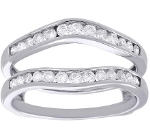 14K White Gold Diamond Enhancer Wrap Jacket Contour Curve Wedding Ring 0.50 Ct.