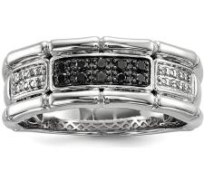 Sterling Silver Black and White Diamond Engagement Wedding Band Ring for Men (0.25ct)