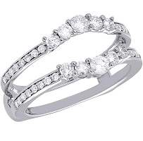 14K White Gold 5 Stone Diamond Enhancer Wrap Jacket Contour Wedding Ring 0.75 Ct