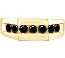 1.01 Carat (Ctw) Round Shape Black Natural Diamond Men's Engagement Band Ring 10k Solid Gold