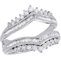 14K White Gold Baguette Diamond Enhancer Wrap Jacket Contour Wedding Ring