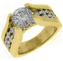 18k Yellow Gold 2.73 Carats Round Tension Set Diamond Engagement Ring