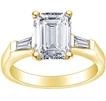 1 Carat (Cttw) Emerald & Baguette Cut White Natural Diamond Solitaire Engagement Ring in 14k Solid Gold