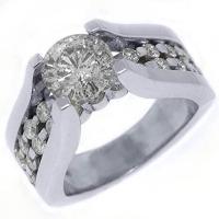 18k White Gold 2.73 Carats Round Tension Set Diamond Engagement Ring