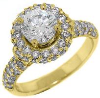 18k Yellow Gold Brilliant Round Diamond Engagement Ring 2.05 Carats