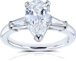 Pear Brilliant Diamond Three Stone Engagement Ring in Platinum