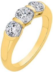 Three Stone Diamond Channel Set Ring in 14k Yellow Gold