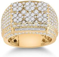 14kt Yellow Gold Mens Round Diamond Fashion Ring